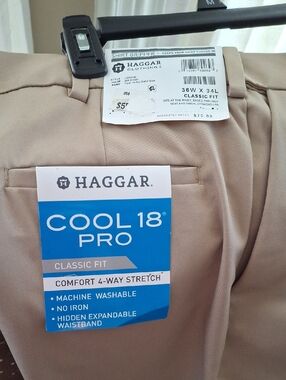 Haggar Cool 18 Pro Men's Chinos in Khaki